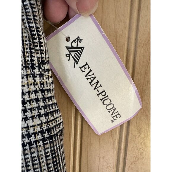 Vintage Evan Picone Pants Womens Size 8 Black & White Plaid High Waist Checkered - Picture 4 of 7